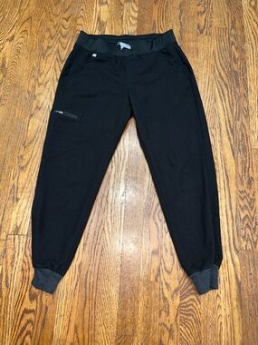 Figs Black Jogger Scrub Pants with Zip Pocket Detail